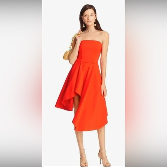 Elliatt Dresses & Skirts - NWT ELLIATT 'Origin' Flame Red Knit Strapless Asymmetrical Hem Dress Size XS